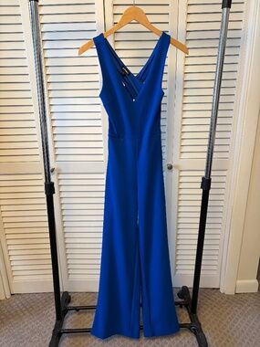 Women’s Express Jumpsuit, open cross back blue